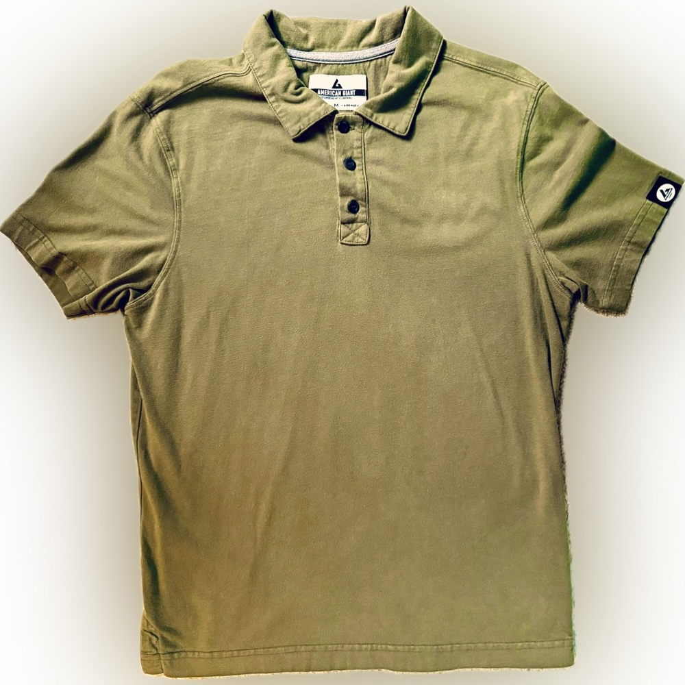 American Giant | Olive | Heavy Cotton Jersey | 3-Button Polo | Short Sleeve | M